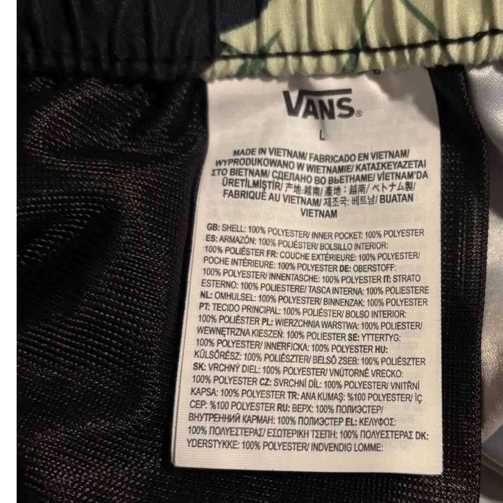 Vans Mens Large Tropical Floral Checkerboard Swim‎ Trunks Black Board Shorts